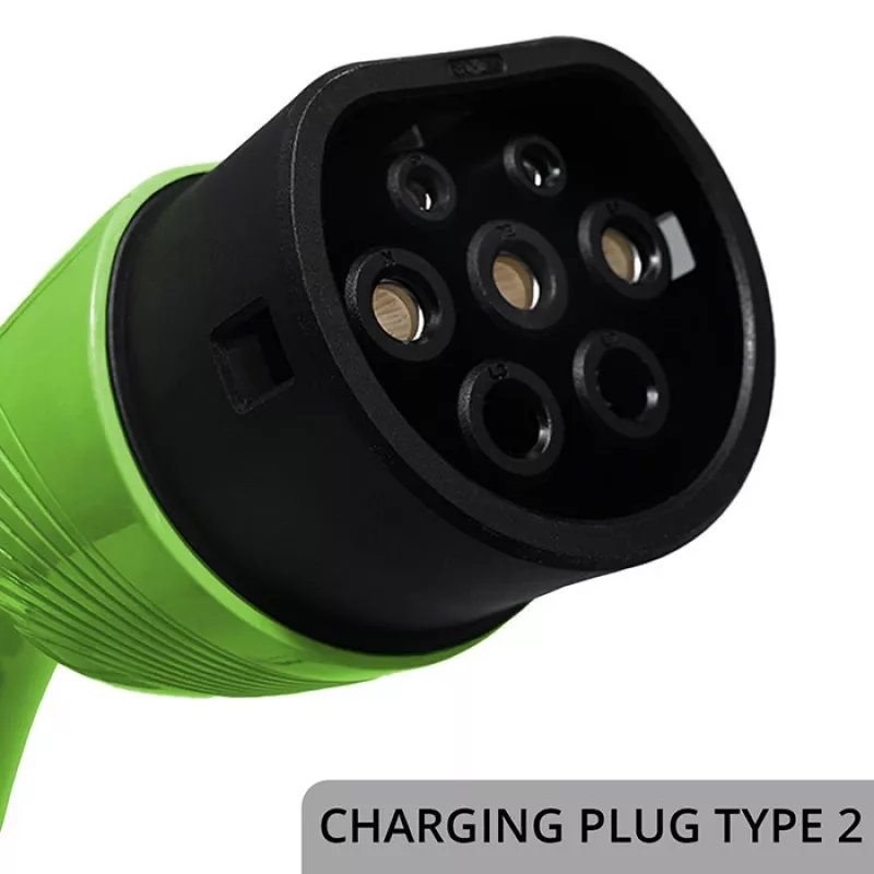 Elektromobiļu lādētājs QOLTEC Mobile EV 2in1 Type2 11 kW 400 V Wi‑Fi TUYA SMART LIFE LCD pārnēsājama sienas kārba 5 m kabelis