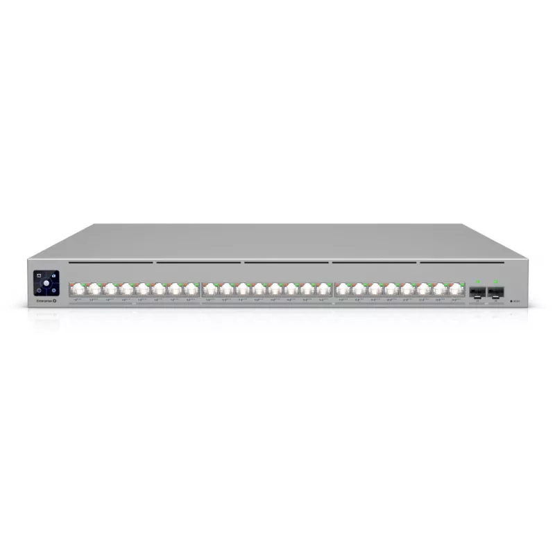 Tīkla slēdzis Ubiquiti UniFi ECS-24-POE — pārvaldīts L2/L3, 24× 10G RJ-45, PoE, 1U, pelēks