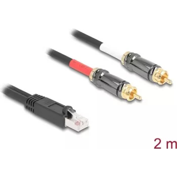 DeLOCK audio kabelis 2 m RJ-45 2 x RCA Melns 88171