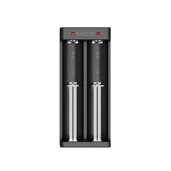 XTAR divu slotu Li-ion bateriju lādētājs 18650 elementiem, USB-C ieeja, 2 sloti, melns, LED indikatori
