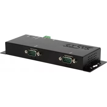 Sērijveida ierīču serveris Exsys EX-6122-2 — Ethernet uz 2× RS-232/422/485, nepieciešama 12V/3A barošana