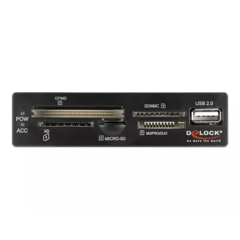 DeLOCK 91708 Karšu lasītājs USB 2.0 Iekšējais Melns Pelēks CF SD MicroSD
