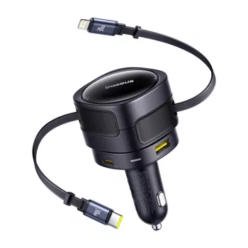 Auto lādētājs Baseus Enjoyment Max 90W ar USB-C, Lightning un USB-A pieslēgvietām