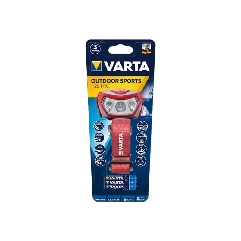 Galvas lukturītis Varta Outdoor Sports H20 Pro Pelēks Sarkans
