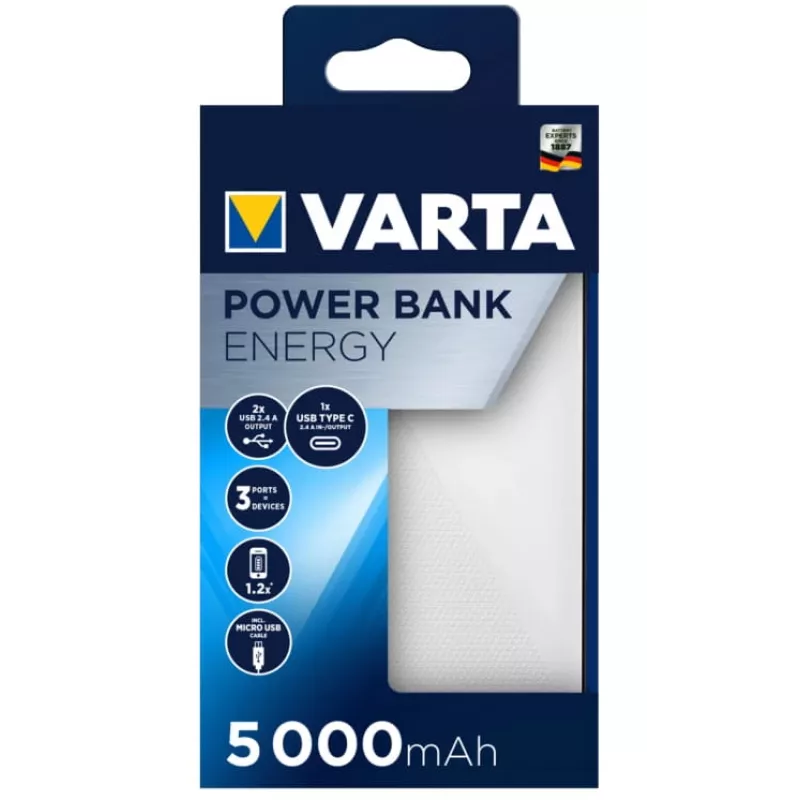 Pārnēsājama lādētājs Varta Energy 5000, 5000 mAh