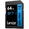 SDXC zibatmiņas karte Lexar 64 GB UHS-I 800xPRO — Class 10, U3, V30, 150 MB/s