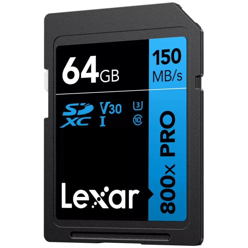 SDXC zibatmiņas karte Lexar 64 GB UHS-I 800xPRO — Class 10, U3, V30, 150 MB/s