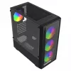 PC korpuss SAVIO Noctis Flow RGB — Cube, ATX/Mini-ITX, 3x 120 mm priekšējie ventilatori, rūdīta stikla sānu panelis, max GPU 35 cm
