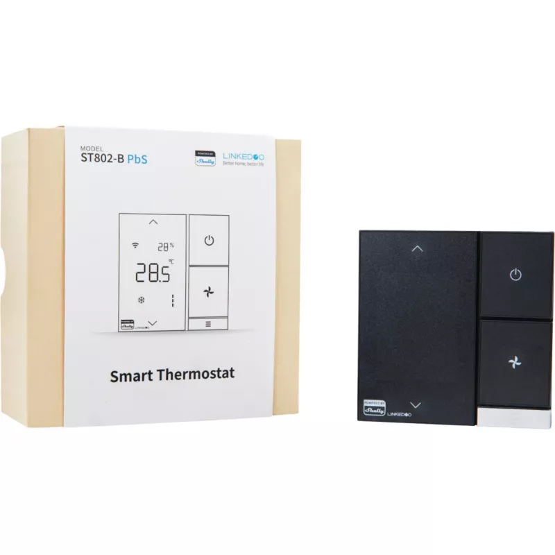 Viedais HVAC termostats Shelly LinkedGo Melns — digitāls Wi‑Fi (802.11b/g/n), 87×87×35 mm