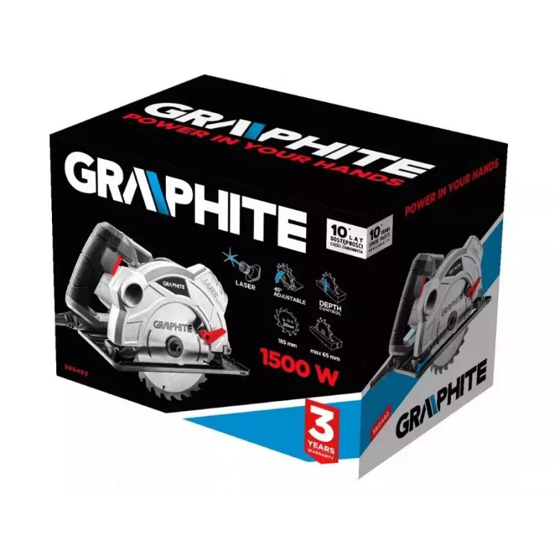 Ripzāģis 1500W Graphite ripzāģa asmens 185 mm