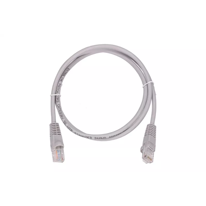 LAN ielāpu vads Extralink Cat5e UTP 1 m, RJ-45 uz RJ-45, pelēks