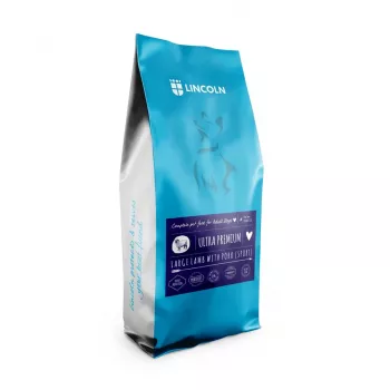 Sausā suņu barība Lincoln Ultra Premium Large — Jēra un cūkgaļas garša, 12 kg, 32% olbaltumvielu, 22% tauku, pieaugušām lielo šķirņu suņiem