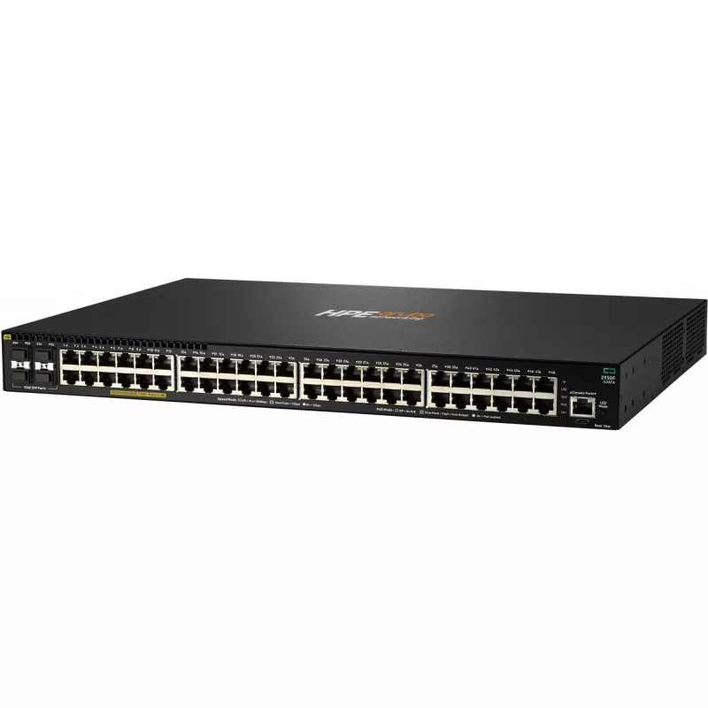 HPE - Aruba sērija - slēdzis - 2930F 48G PoE+ 4SFP - L3 - pārvaldāms - 48 x 10/100/1000 (PoE+) + 4 x Gigabit SFP (augšupsaites) uzstādāms statnē PoE+ (740 W)