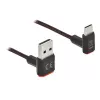 USB kabelis DeLOCK EASY-USB 2.0 Type-A spraudnis → Type-C vīrišķais leņķveida 0,5 m melns
