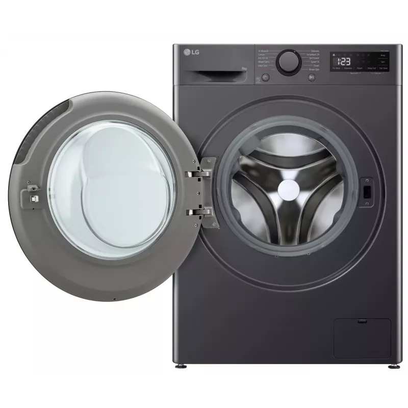 Veļas mazgājamā mašīna LG F2WR508S2M — ar priekšējo ielādi, 8 kg, 1200 apgr./min, A efektivitātes klase, 60×48 cm, LED, vidēji melna