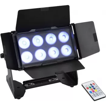 LED mazgājamā gaisma EUROLITE Multiflood AKKU 41606258 8x10W RGBW CRMX, darbināma ar baterijām