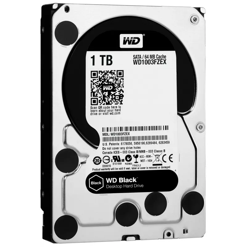 HDD | WESTERN DIGITAL | Melns | 1TB | SATA 3.0 | 64 MB | 7200 apgr./min | 3,5 inch | WD1003FZEX