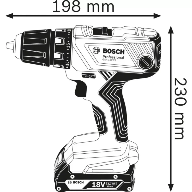 Bosch GSR 18V-21 Professional 1800 RPM 1,2 kg melns, zils