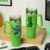 Paladone Minecraft zaļā 900ml izolētā krūze ar salmiņu