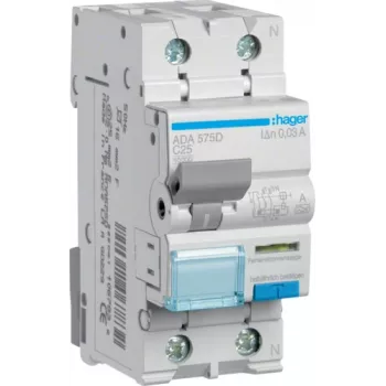 Hager RCBO slēdzis 1P+N 10kA C-25A 30mA ADA575D (ADA575D)