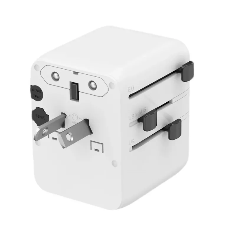 Ceļojumu strāvas adapteris GEMBIRD TPA-1A2C20-01-W — 20 W, USB-A (18 W) + 2× USB-C (20 W), E tipa spraudnis, balts