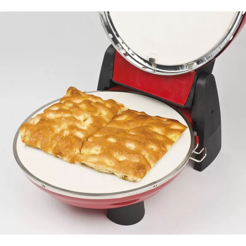 Picu krāsns G3FERRARI G10032 — 1200 W, akmens cepšanas virsma, maks. 400 °C, 31 cm pica, mehānisks taimeris, sarkana