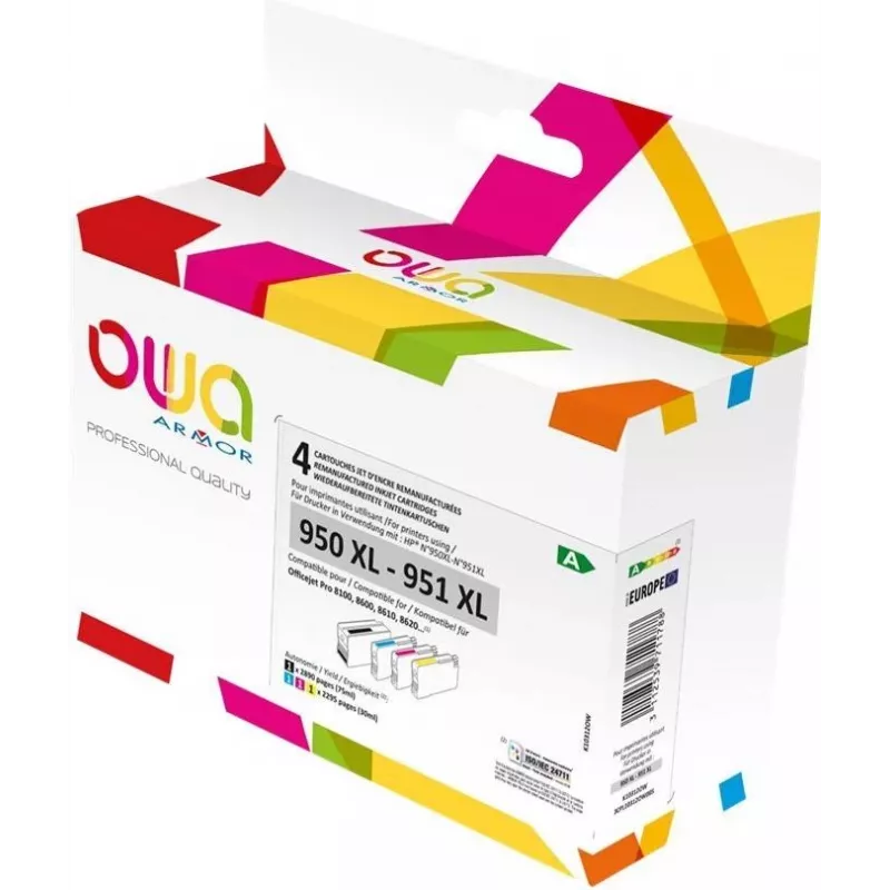 Armor OWA - 4er-Pack - Schwarz, Gelb, Cyan, Magenta - kompatibel - Tintenpatrone (Alternative zu: HP 950XL, HP 951XL) - für HP Officejet Pro 251dw, 27