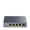 Tīkla slēdzis Cudy GS1005P — 5 portu Gigabit Ethernet ar 4 PoE portiem, 60W kopējā jauda, metāla korpuss, montējams statīvā