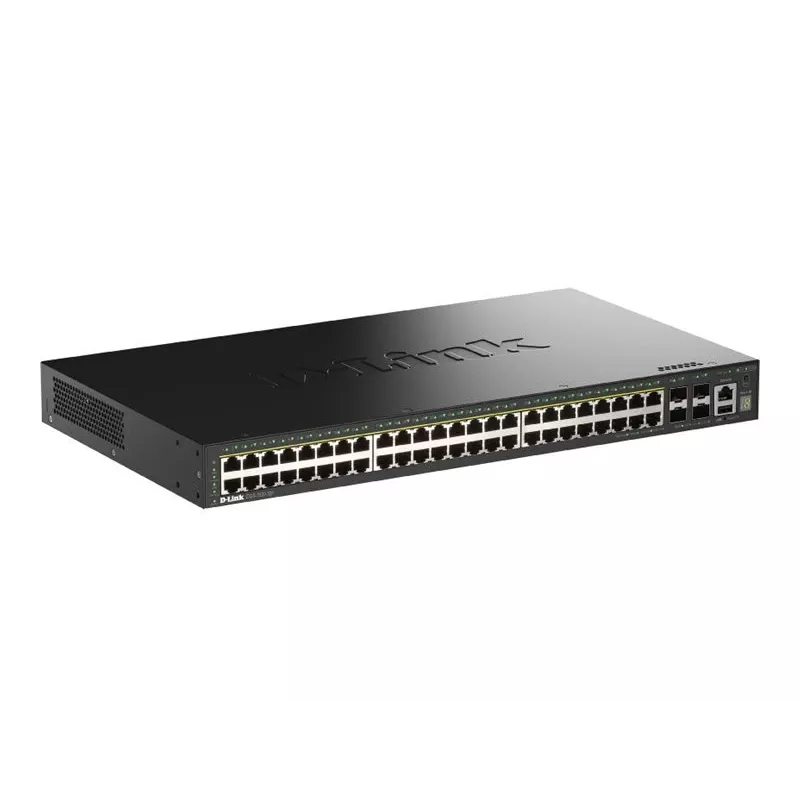 D-Link 52 portu gigabita krautnējams PoE+ viedais pārvaldāmais slēdzis ar 4 x 10G SFP+ portiem