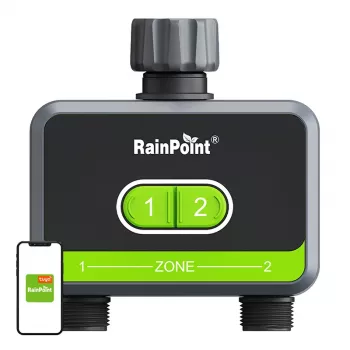 Apūdeņošanas kontrolieris RainPoint HTV210B 2 zonu ar lietotnes vadību (modelis HTV210B)
