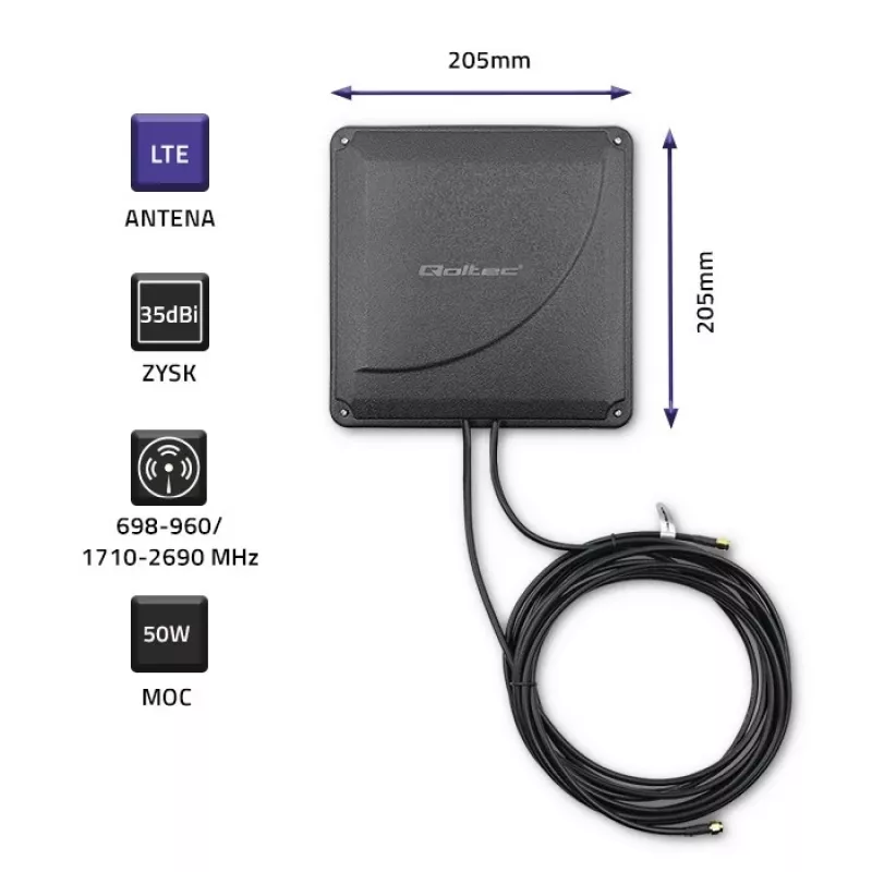 Ārējā 4G LTE divu MIMO antena QOLTEC 57041 35 dBi 50 W