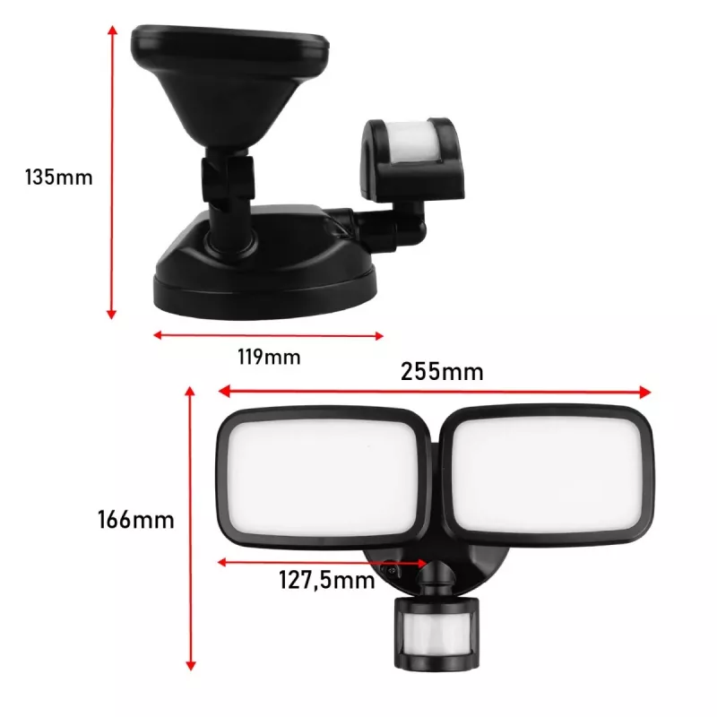 LED sienas lampa MACLEAN MCE524 ar PIR kustības sensoru, modelis MCE524 B