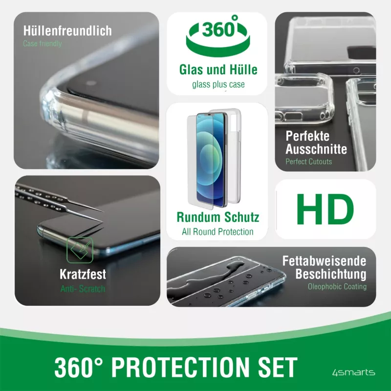 Mobilā tālruņa maciņš 4smarts 360° Starter Set caurspīdīgs 11,9 cm (4,7 collas)