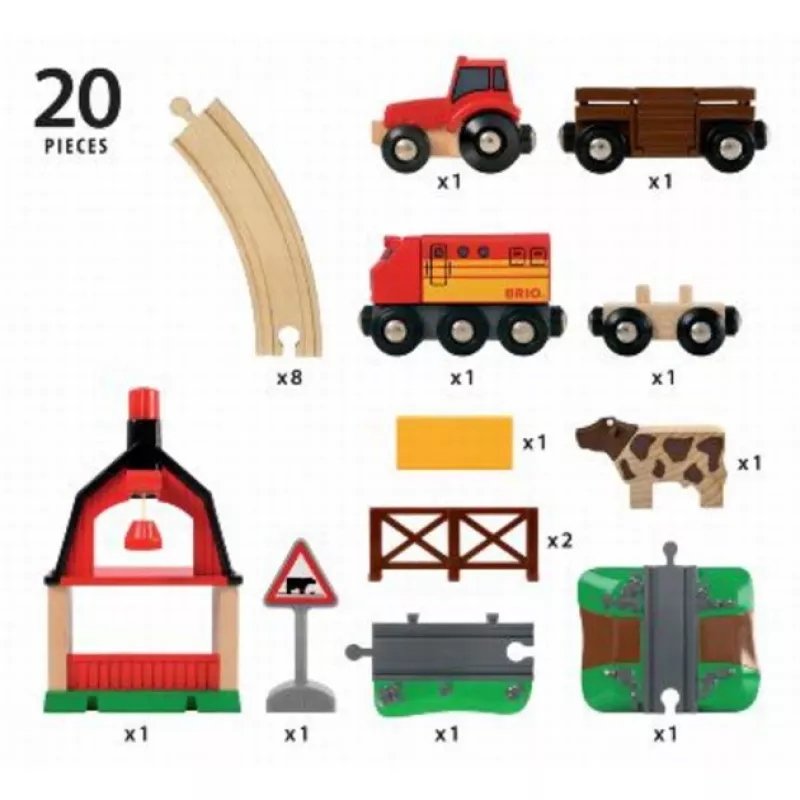 BRIO 33719 Lauku sētas vilcieniņš, 20 detaļas