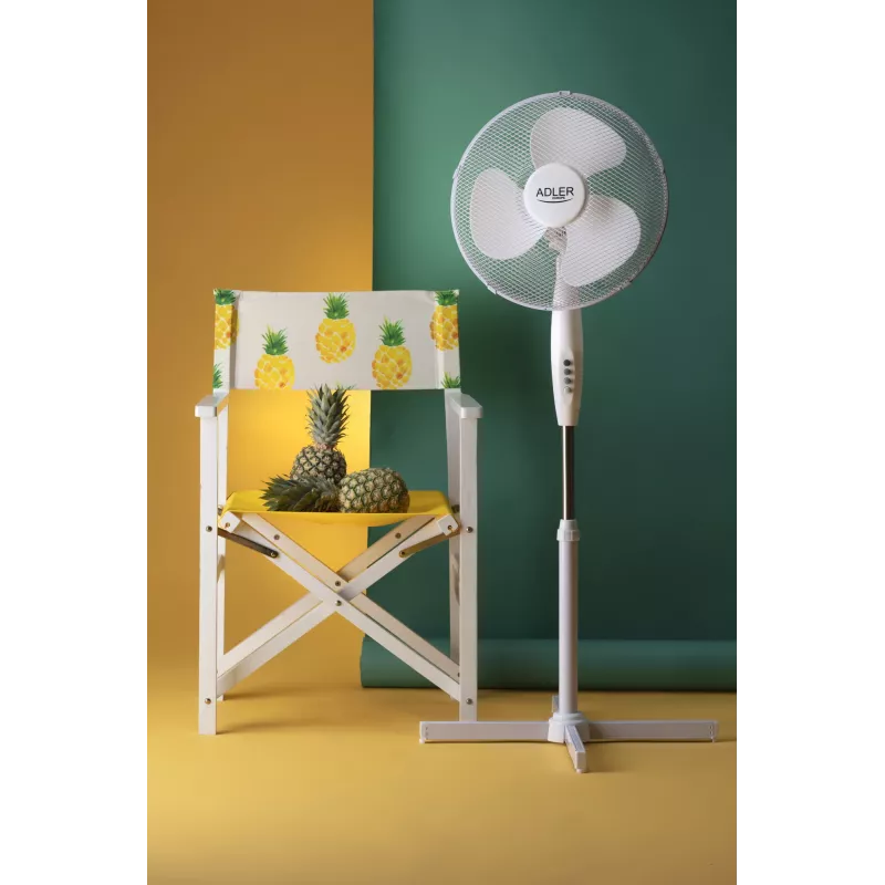 Adler | AD 7305 | Stāvošs ventilators | Balts | Diametrs 40 cm | Ātrumu skaits 3 | Svārstības | 45 W