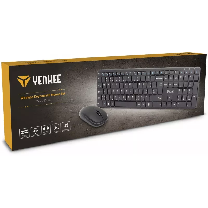 Bezvadu tastatūras un peles komplekts YENKEE YKB 2008CS — 2,4 GHz USB, kompakts izkārtojums