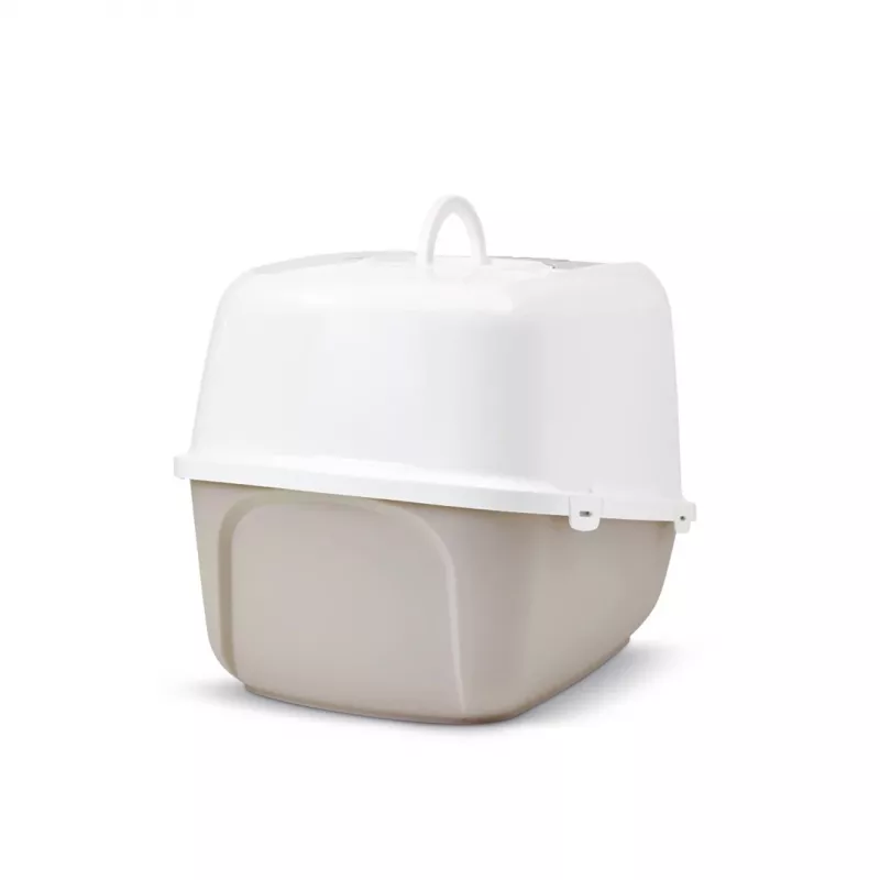 Segta kaķu tualetes kaste Savic Nestor Jumbo, plastmasa, 66.5×48.5×46.5 cm, kafijas/balta