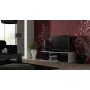 TV statīvs cama meble SOHO 140 — 1400×430×370 mm, balta virsma, skaidu plātne, balts rāmis, melnas spīdīgas fasādes