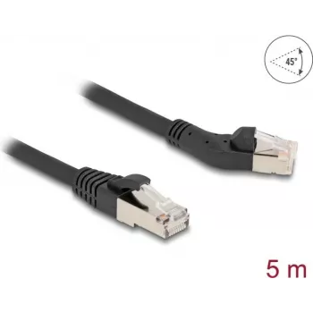 Tīkla kabelis DeLOCK RJ45 Cat.6A 45° pa kreisi leņķveida uz taisnu 5m melns