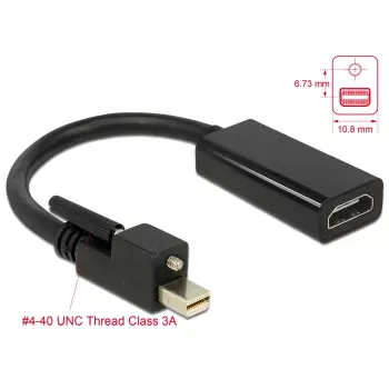 Video kabeļa adapteris DeLOCK 62640 Mini DisplayPort uz HDMI 0,25m melns