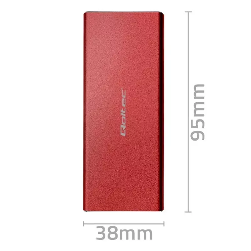 SSD korpuss QOLTEC 51831 USB 3.0 M.2 SATA diskiem līdz 2TB, sarkans, atbalsta 30 mm garumu, līdz 4 diskiem