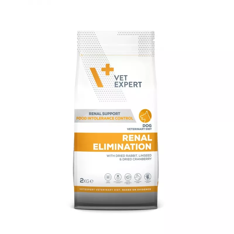 Sausā suņu barība VETEXPERT Veterinary Diet Renal Elimination 2 kg — truša garša, pieaugušiem suņiem, nieru atbalsts, 15,8% olbaltumvielu, 19,5% tauku