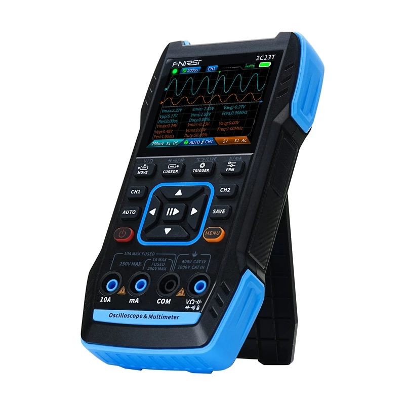 Pārnēsājams 3-in-1 osciloskops FNIRSI 2C23T multimetrs signālu ģenerators