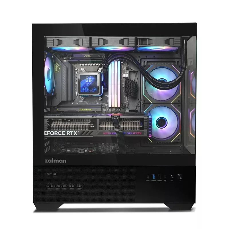 PC korpuss CHRONIX V2 Mid Tower ARGB ventilators x3 melns