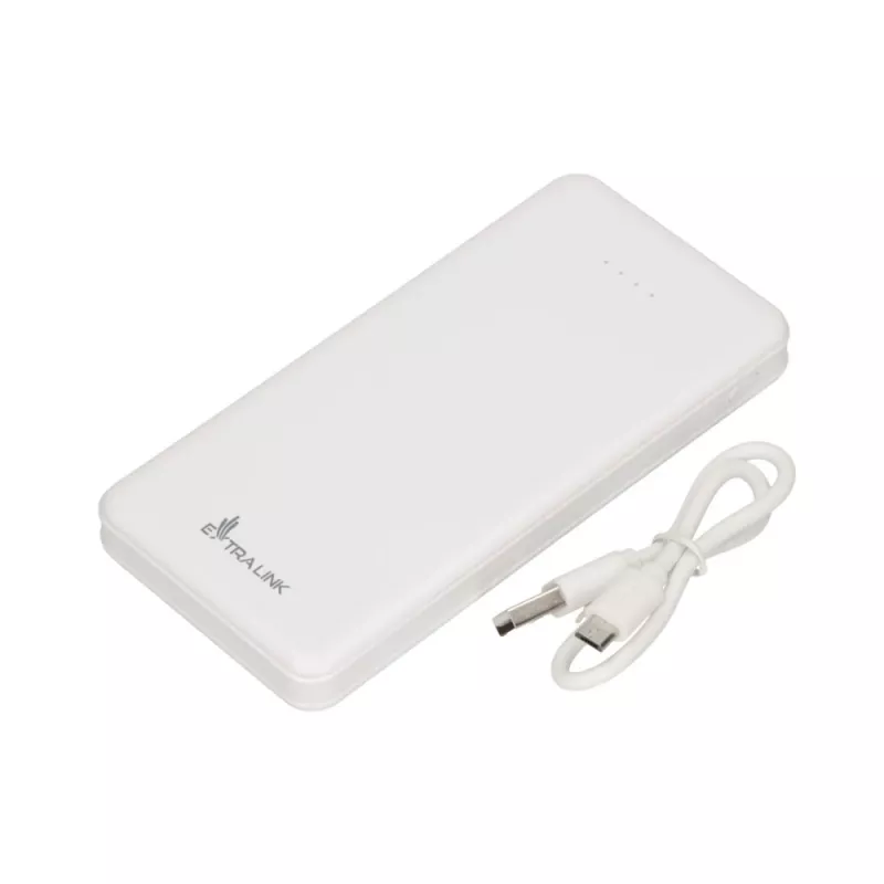 Ārējais akumulators Extralink EPB-078W 10000 mAh Balts, USB-C, 10 W izeja, uzlādē līdz 2 ierīcēm