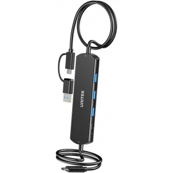 KVM centrmezgls Unitek U1344ABK01 — 10 Gbps, pārslēgšana starp 2 resursdatoriem, 3× USB-A pieslēgvietas