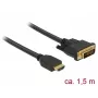 Video kabeļa adapteris DeLOCK 85653 1,5 m HDMI Type A DVI melns
