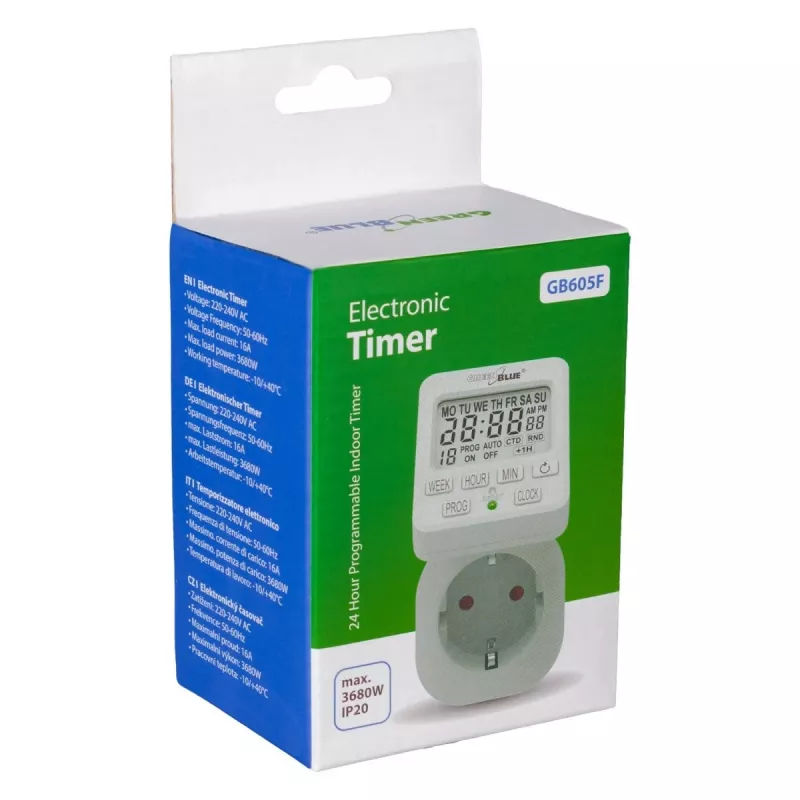Digitālais taimeris GB605 E GreenBlue 16A IP20