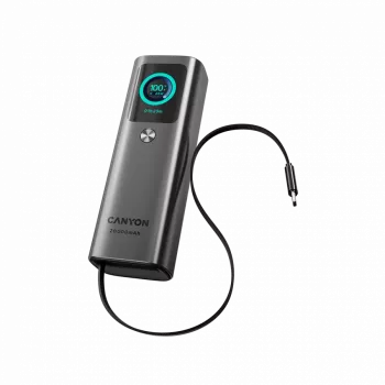 CANYON Iebūvēts kabelis jaudas banka OnPower 265 20000mAh 165W Alumīnijs Tumši pelēks