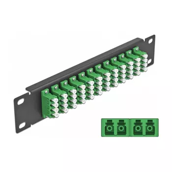 Fiber Optic Patch Panel DeLOCK 10 inch 12 Port LC Quad zaļa 1U Melns